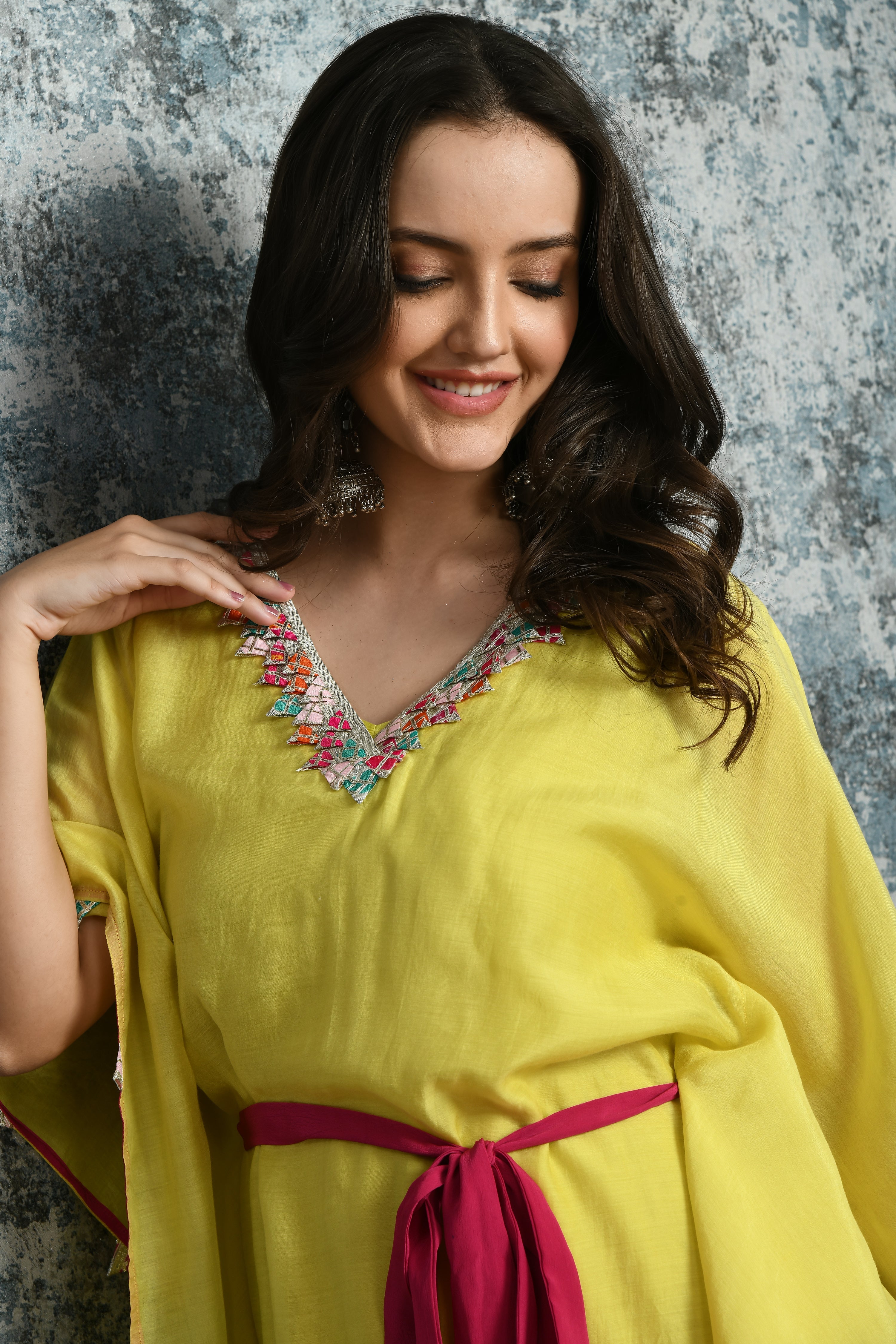 Lime Silk Kaftan | Silk Kaftan for Women